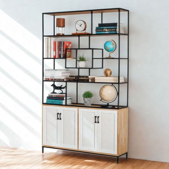 Kệ trang trí 140x35x230cm gỗ cao su KTB68198