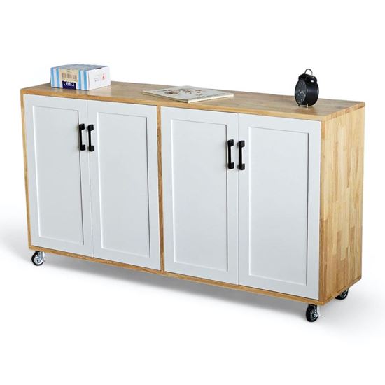 Tủ hồ sơ thấp di động 140x35x70cm gỗ cao su THS68072