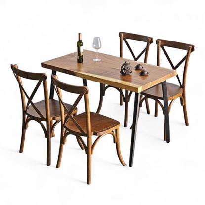 Combo bộ bàn ăn gỗ me tây 4 ghế bistro BBA173