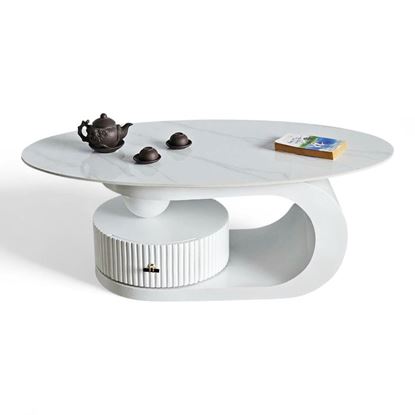 Bàn sofa elip có ngăn 120x60cm mặt đá ceramic TT68310