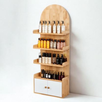 Kệ trưng bày mỹ phẩm 60x25x160cm gỗ cao su KTB68189