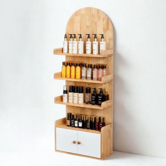 Kệ trưng bày mỹ phẩm 60x25x160cm gỗ cao su KTB68189