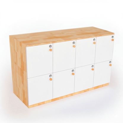 Tủ Locker 8 ngăn khóa số 120x45x75cm gỗ cao su THSL003