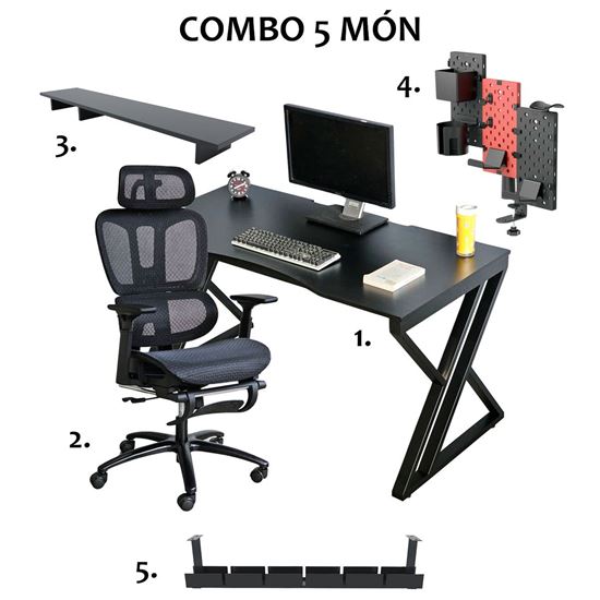 Combo bàn Gaming 140x70cm và ghế công thái học CBG68030