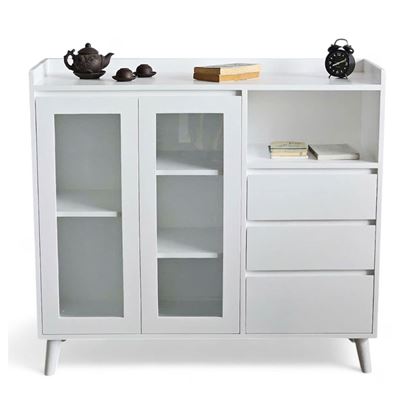 Tủ trang trí cửa kính 120x40x105cm gỗ cao su KTB68196