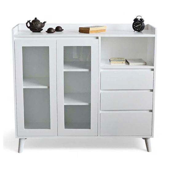 Tủ trang trí cửa kính 120x40x105cm gỗ cao su KTB68196