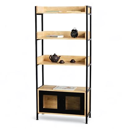 Kệ trang trí có ngăn tủ 74x30x160cm gỗ cao su KS68266