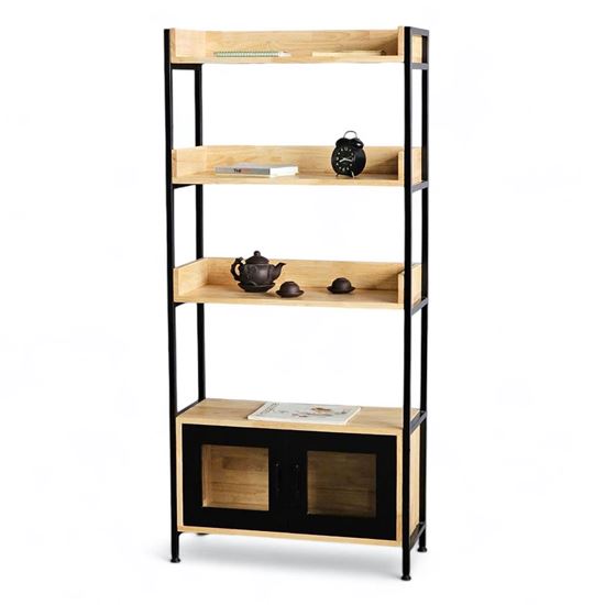 Kệ trang trí có ngăn tủ 74x30x160cm gỗ cao su KS68266