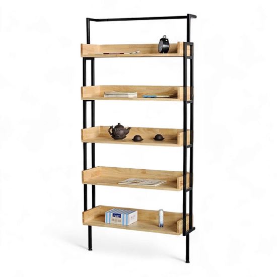 Kệ sách áp tường 5 tầng 84x28x180cm gỗ cao su KS68267