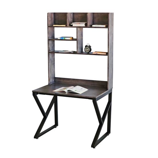 Bàn liền kệ sách 100x70x185cm gỗ cao su chân chữ K FD68067