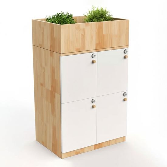 Tủ Locker 4 ngăn khóa số 60x45x95cm gỗ cao su THSL002