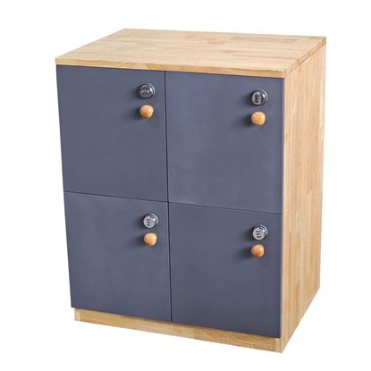 Tủ Locker 4 ngăn khóa 3 số 60x45x70cm gỗ cao su THSL001