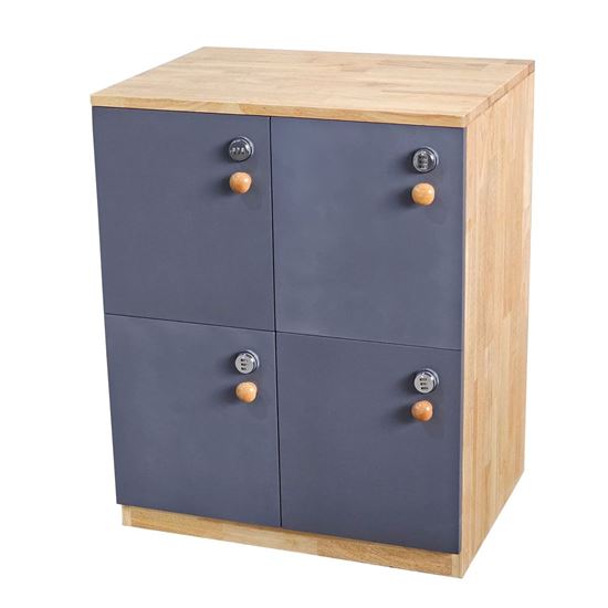 Tủ Locker 4 ngăn khóa 3 số 60x45x70cm gỗ cao su THSL001