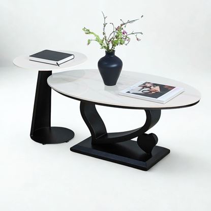 Bàn sofa đôi mặt đá ceramic chân sắt TT68287