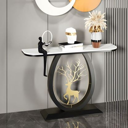 Bàn console 120x30x85cm mặt đá ceramic chân sắt CST088