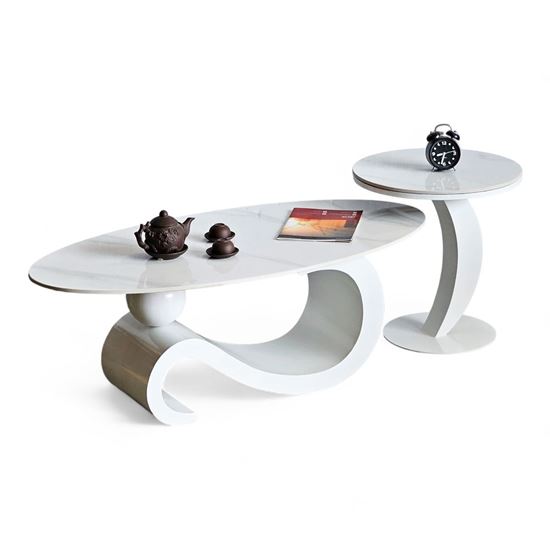 Bàn sofa đôi mặt đá ceramic chân sắt TT68300