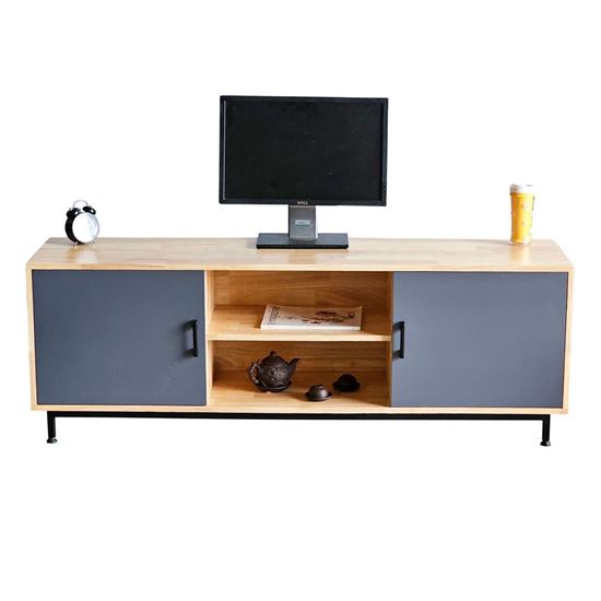 Kệ TV 2 ngăn tủ 160x40x55cm gỗ cao su chân sắt KTV68111
