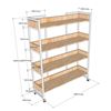 Kệ sách 4 tầng di động 100x30x120cm gỗ cao su KS68262