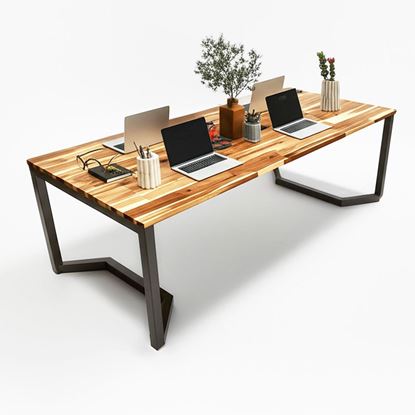 Bàn họp 240x100cm gỗ tràm chân sắt lắp ráp BH68012