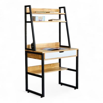 Bàn học liền giá sách 80x50x150cm gỗ cao su FD68066